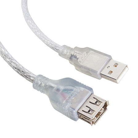 USB UZATMA KABLOSU 1.5 METRE 2.0V ŞEFFAF (5042)