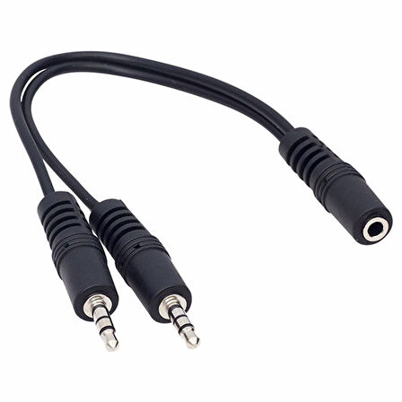 3.5 MM STEREO DİŞİ / 2 X 3.5MM STEREO ERKEK 20 CM Y KABLO KABLO (5042)