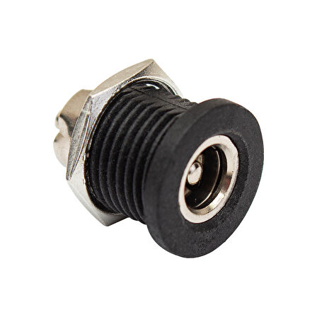 ADAPTÖR FİŞİ İÇİ METAL 12MM YUVARLAK SOMUNLU DC ŞASE 2.1MM  (IC-258C) (5042)