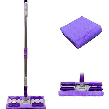Sihirli Spin Mop Teleskopik Çok Amaçlı Mop +1 Bez Hediyeli - Mor (5042)