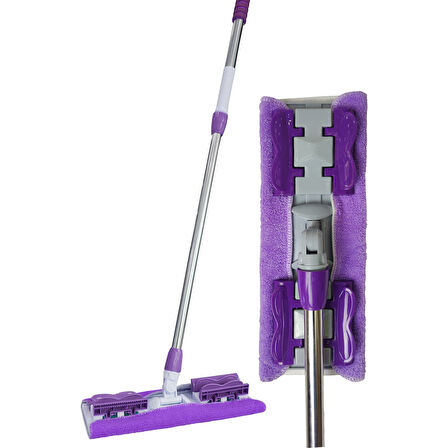 Sihirli Spin Mop Teleskopik Çok Amaçlı Mop +1 Bez Hediyeli - Mor (5042)