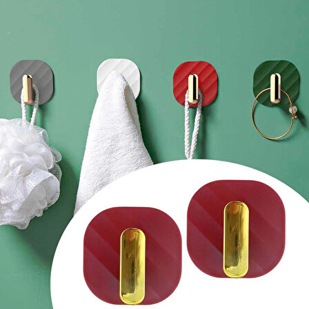 2li Yapışkanlı Retro Askılık Dolap Kapak Kulpu Kırmızı (5042)