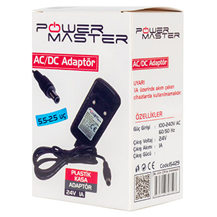24 VOLT - 1 AMPER 5.5*2.5 UÇLU PRİZ TİPİ PLASTİK KASA ADAPTÖR (5042)