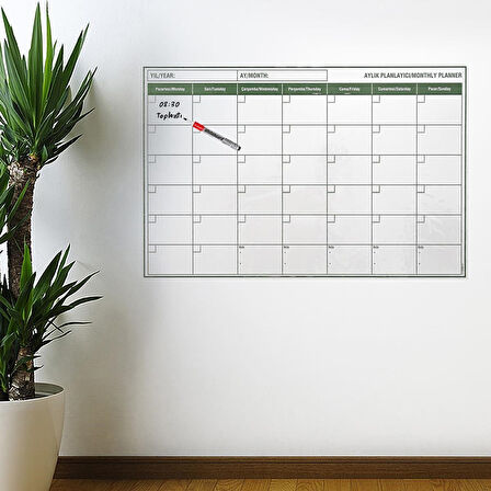 Manyetik Yapışkanlı Bir Aylık Program Planlayıcı Takvim 85x56 cm (5042)