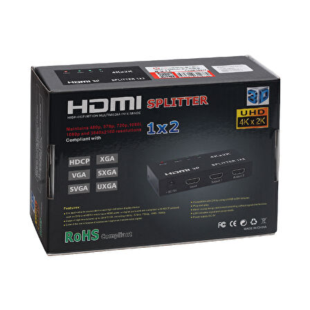 1.4V 1080P 4KX2K 2 PORT HDMI SPLITTER DAĞITICI (5042)