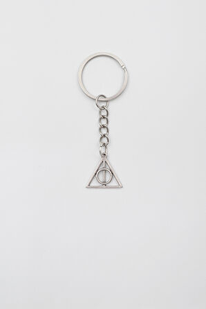 Minimal Harry Potter Ölüm Yadigarları Anahtarlık - Antik Gümüş Kaplama - Kadın Erkek