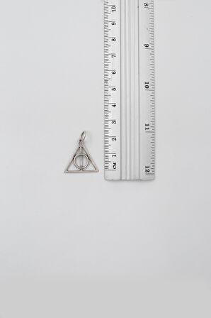 Minimal Harry Potter Ölüm Yadigarları Siyah Deri İp Kolye - Antik Gümüş Kaplama - Kadın Erkek - 60 cm