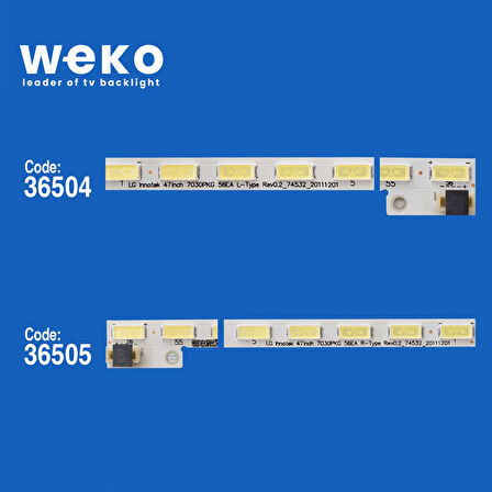 WKSET-5441 36504X1 36505X1 LG INNOTEK 47INCH 7030PKG 56EA 2 ADET LED BAR 5PİN (56LED)