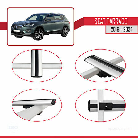 Seat Tarraco 2019-2024 Arası ile Uyumlu BASIC Model Ara Atkı Tavan Barı Gri 2 Adet