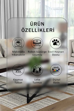 Yıkanabilir Kaymaz Taban Dijital Baskılı Halı ve Yolluk – Leke Tutmaz Salon & Mutfak Halısı