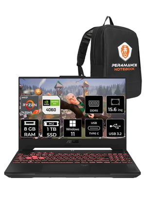 TUF Gaming A15 R7 7435HS 8GB 1TB SSD RTX4060/8GB 144Hz 15.6" FHD W11H & PER4 ÇANTA