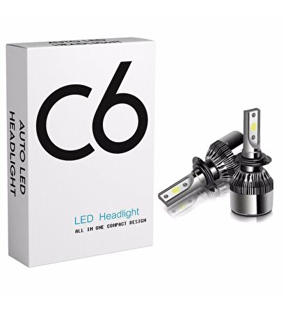 C6 Led Xenon H7 Led Xenon 55 Watt 11000lm 6500k Beyaz Renk Takım