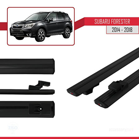 Subaru Forester 4 (SJ) 2014-2018 Arası ile Uyumlu BASIC Model Ara Atkı Tavan Barı Siyah 2 Adet