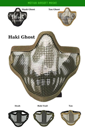 Airsoft Yüz Maskesi Siyah Ghost Koruyucu Pro Çelik Tel Maske