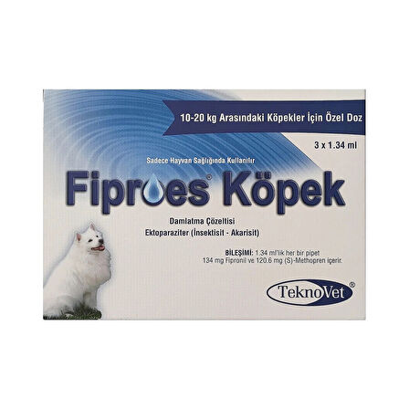 Fiproes Köpek 10-20 Kg 1.34 ml 3 Pipet SKT:2026