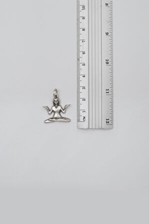 Meditasyon - Yoga - Ruhani - Örme Zincir Kolye - Antik Gümüş Kaplama - Kadın Erkek - 60 cm