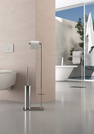 Line Bathroom Tuvalet Kağıtlık ve Fırçalık Ayaklı Krom 505006 Krom