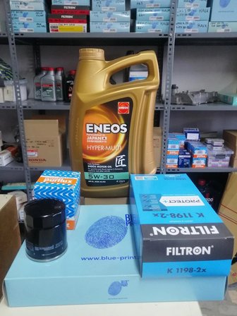Honda Civic ES7 (2001-2005) Yağ Bakım Seti, Eneos Japon 5W-30 Motor Yağı 4LT, Purflux Yağ Filtresi, Blueprint Hava ve Filtron Polen Filtre