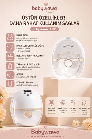 H-011 Giyilebilir Göğüs Pompası Tekli | Kablosuz, Sessiz ve Taşınabilir Süt Sağma Makinesi