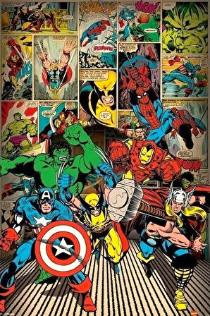 MARVEL  COMICS  HERE COME THE HEROES MAXI POSTER (İTHAL)