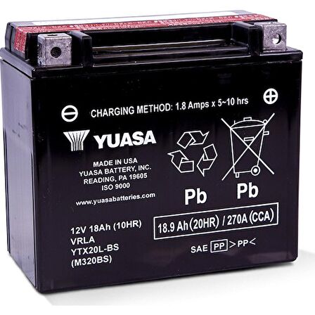 Yuasa YTX20L-BS H.Davidson Honda Kawasaki Triumph Yamaha Akü
