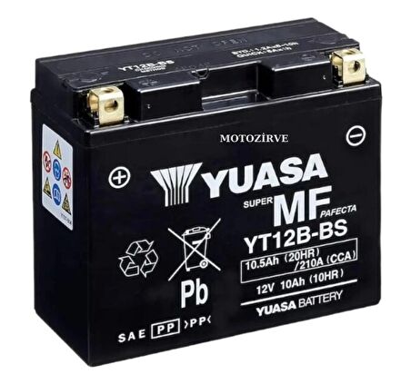 Yuasa YT12B-BS 10.5 Amper 12 Volt 210 cca Bakımsız Motosiklet Aküsü