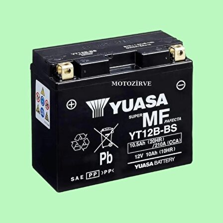 Yuasa YT12B-BS 10.5 Amper 12 Volt 210 cca Bakımsız Motosiklet Aküsü