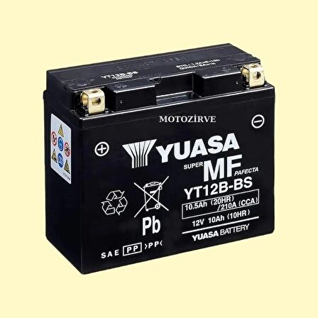 Yuasa YT12B-BS 10.5 Amper 12 Volt 210 cca Bakımsız Motosiklet Aküsü