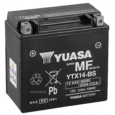 Yuasa YTX14-BS 12 Volt 6 Ah 200 CCA Bakım Gerektirmeyen Motosiklet Aküsü,ytx14bs