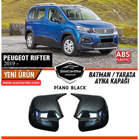 Peugeot Rifter 2019 Sonrası Uyumlu Batman Yarasa Ayna Kapağı Piano Black ABS Plastik Sağ Sol Takım
