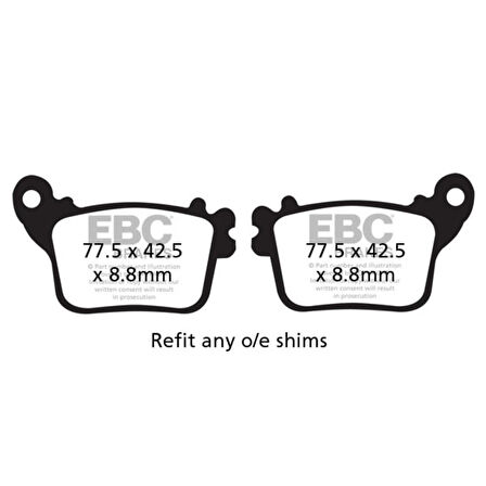 EBC FA436HH HONDA CBR600/1000 , SUZUKI GSXR750/1000, YAMAHA R6,R1 SINTER ARKA FREN