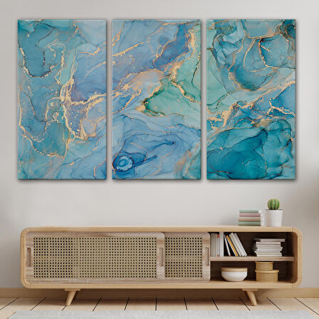 Mürekkep ve Alkol Elementleri ile Mermer Deseni Verilmiş Kanvas Tablo-5050