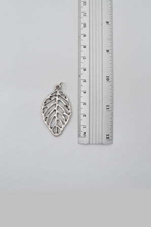 Yaprak Düz Ezme Zincir Kolye - Antik Gümüş Kaplama - Kadın Erkek - 60 cm