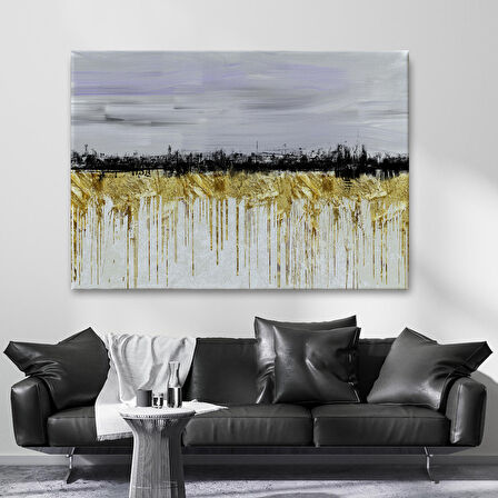 Gold Siyah ve Mavinin Müthiş Uyumu Modern Kanvas Tablo-5051