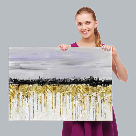 Gold Siyah ve Mavinin Müthiş Uyumu Modern Kanvas Tablo-5051