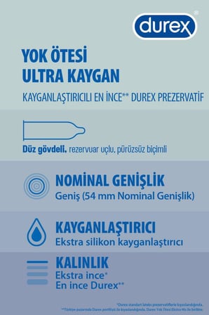 Durex Yok Ötesi Ultra Kaygan Prezervatif, 60'lı Süper Fırsat