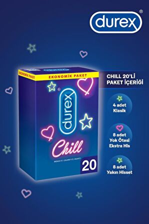 Durex Chill Karma Prezervatif 20’li + Durex Play Kayganlaştırıcı & Masaj Jeli Hassas Ylang 200 ml