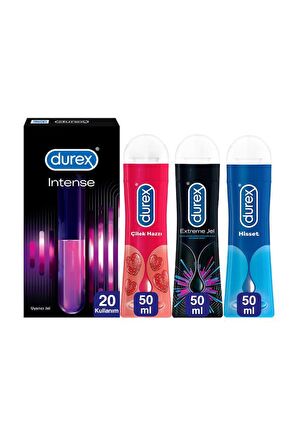 Durex Hisset 50ml + Çilek Jel 50ml + Intense Uyarıcı Jel + Extreme Anal Kayganlaştırıcı Jel 50ml