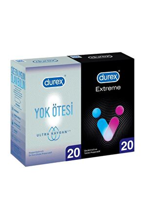 Durex Yok ötesi Ulltra Kaygan 20'li + Extreme 20'li Prezervatif