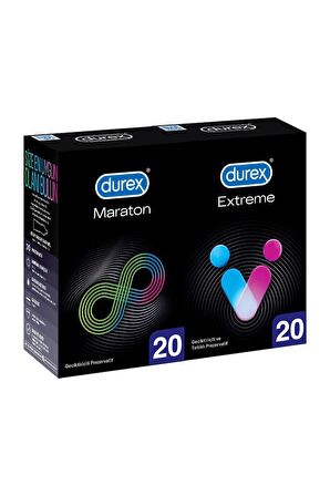 Durex Maraton Geciktiricili 20'li + Extreme 20'li Prezervatif