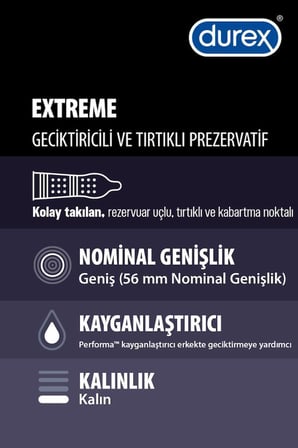 Durex Extreme 30'li Geciktiricili ve Tırtıklı Prezervatif+Durex Intense Devil Ring Titreşimli Halka