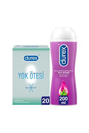 Durex Yok Ötesi Slim Fit 20'li İnce Prezervatif + Aloe Vera Kayganlaştırıcı Jel 200ml