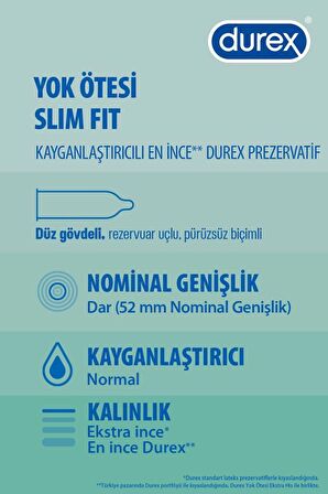 Durex Yok Ötesi Slim Fit 60'lı İnce Prezervatif