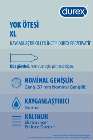 Yok Ötesi XL İnce Prezervatif 20'li, Geniş Fit