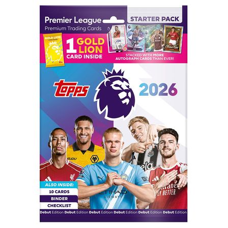 Topps Premier League 2025/26 Kart Albümü Starter Pack 10 Futbol Kartı + Özel Gold Lion Kart