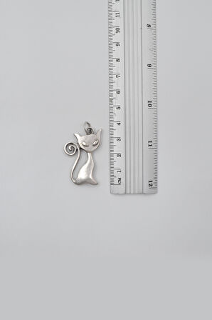 Mistik Kedi Anahtarlık - Antik Gümüş Kaplama - Kadın Erkek