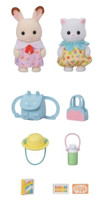 Sylvanian Families Anaokulu Arkadaşları Yol Arkadaşı İkilisi 5747 Tavşan ve Kedi Bebek Oyun Seti