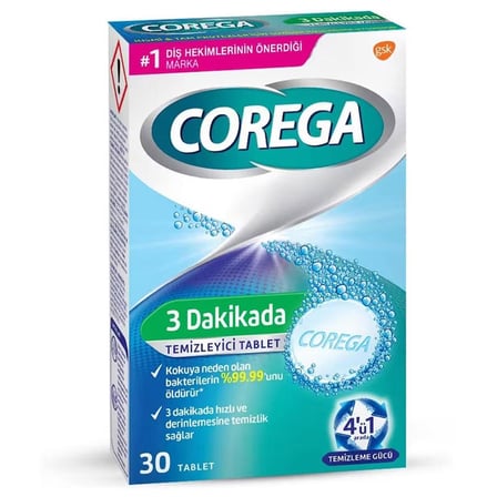 Corega Temizleyici 30 Tablet - Nane Ferahlığı