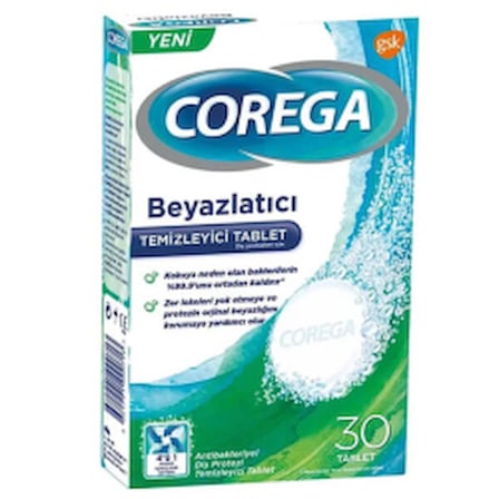 Corega Temizleyici Beyazlatıcı Nane Ferahlığı 30 Tablet