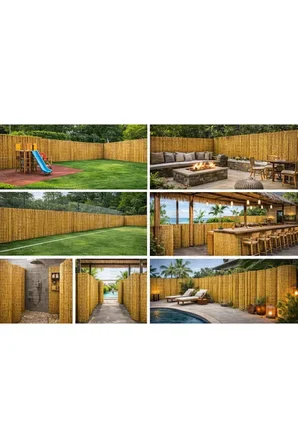 TELLİ DOKUMA Doğal Kamış Çit Bambu Hasır Bahçe Gizlilik Çiti 150x500 cm Balkon Teras Çit